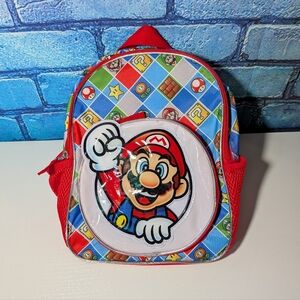 Super Mario Red Checkered Print Mini Kids Bookbag Backpack with Straps